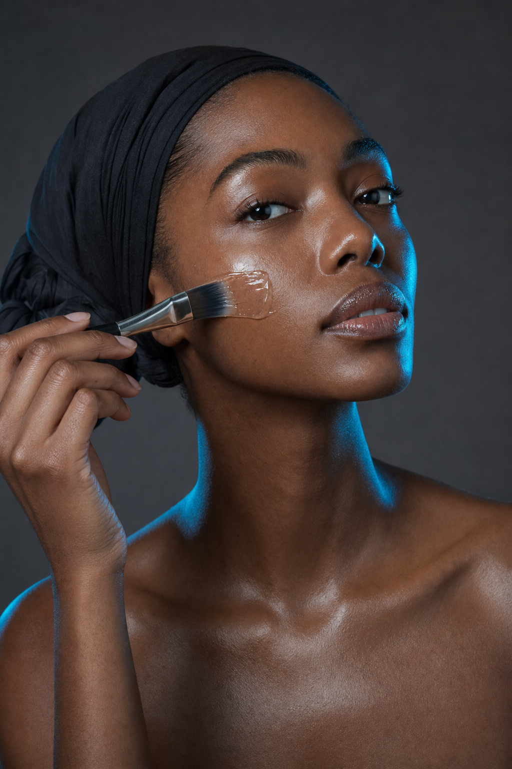 Woman applying a hydrating face mask